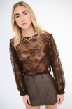 MAGLIA OVER CON POLSINO MANICA PIZZO MORO