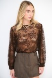 MAGLIA OVER CON POLSINO MANICA PIZZO MORO