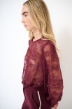 MAGLIA OVER CON POLSINO MANICA PIZZO VINO