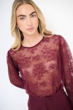 MAGLIA OVER CON POLSINO MANICA PIZZO VINO