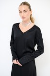 MAGLIA SCOLLO V MANICA LUNGA RASO NERO