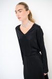 MAGLIA SCOLLO V MANICA LUNGA RASO NERO