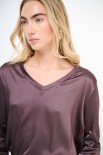 MAGLIA SCOLLO V MANICA LUNGA RASO MORO