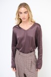 MAGLIA SCOLLO V MANICA LUNGA RASO MORO