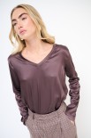 MAGLIA SCOLLO V MANICA LUNGA RASO MORO