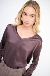 MAGLIA SCOLLO V MANICA LUNGA RASO MORO