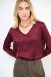 MAGLIA SCOLLO V MANICA LUNGA RASO VINO