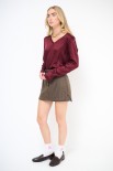 MAGLIA SCOLLO V MANICA LUNGA RASO VINO