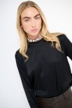 MAGLIA GIROCOLLO  MANICA LUNGA RASO NERO