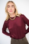 MAGLIA GIROCOLLO  MANICA LUNGA RASO BORDEAUX