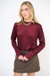 MAGLIA GIROCOLLO  MANICA LUNGA RASO BORDEAUX