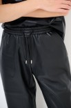 PANTALONE JOGGER ECOPELLE NERO