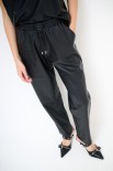 PANTALONE JOGGER ECOPELLE NERO