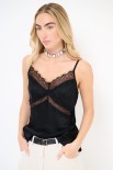 TOP CON PIZZO RASO NERO