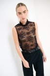 TOP SMANICATO PIZZO NERO