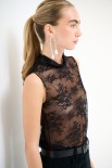 TOP SMANICATO PIZZO NERO