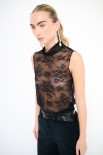 TOP SMANICATO PIZZO NERO