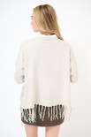 MAGLIA CROP CON FRANGE BEIGE