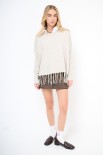 MAGLIA CROP CON FRANGE BEIGE