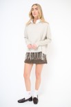 MAGLIA CROP CON FRANGE BEIGE
