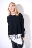 MAGLIA CROP CON FRANGE NERO