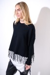 MAGLIA CROP CON FRANGE NERO