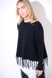 MAGLIA CROP CON FRANGE NERO