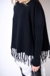 MAGLIA CROP CON FRANGE NERO
