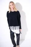MAGLIA CROP CON FRANGE NERO