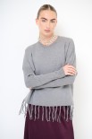 MAGLIA CROP CON FRANGE GRIGIO