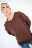 MAGLIA CROP CON FRANGE MORO