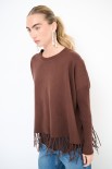 MAGLIA CROP CON FRANGE MORO