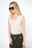 TOP SCOLLATO DAVANTI CON COLLO COSTINA BEIGE