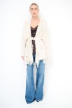 CARDIGAN APERTO FRANGE + CINTURA ECRU