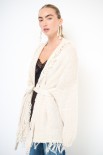 CARDIGAN APERTO FRANGE + CINTURA ECRU