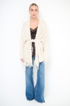 CARDIGAN APERTO FRANGE + CINTURA ECRU