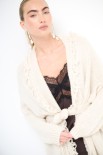 CARDIGAN APERTO FRANGE + CINTURA ECRU
