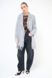 CARDIGAN APERTO FRANGE + CINTURA GRIGIO