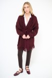 CARDIGAN APERTO FRANGE + CINTURA VINO