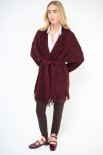 CARDIGAN APERTO FRANGE + CINTURA VINO