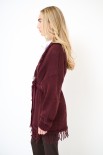 CARDIGAN APERTO FRANGE + CINTURA VINO