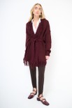 CARDIGAN APERTO FRANGE + CINTURA VINO