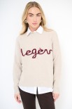 MAGLIA PARICOLLO OVER SCRITTA INTARSIO MEGEVE ECRU