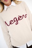MAGLIA PARICOLLO OVER SCRITTA INTARSIO MEGEVE ECRU