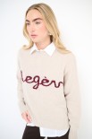 MAGLIA PARICOLLO OVER SCRITTA INTARSIO MEGEVE ECRU