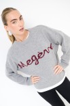 MAGLIA PARICOLLO OVER SCRITTA INTARSIO MEGEVE GRIGIO