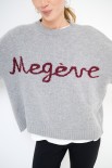 MAGLIA PARICOLLO OVER SCRITTA INTARSIO MEGEVE GRIGIO