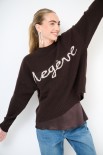 MAGLIA PARICOLLO OVER SCRITTA INTARSIO MEGEVE MORO