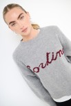 MAGLIA PARICOLLO OVER SCRITTA INTARSIO CORTINA GRIGIO