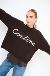 MAGLIA PARICOLLO OVER SCRITTA INTARSIO CORTINA MORO